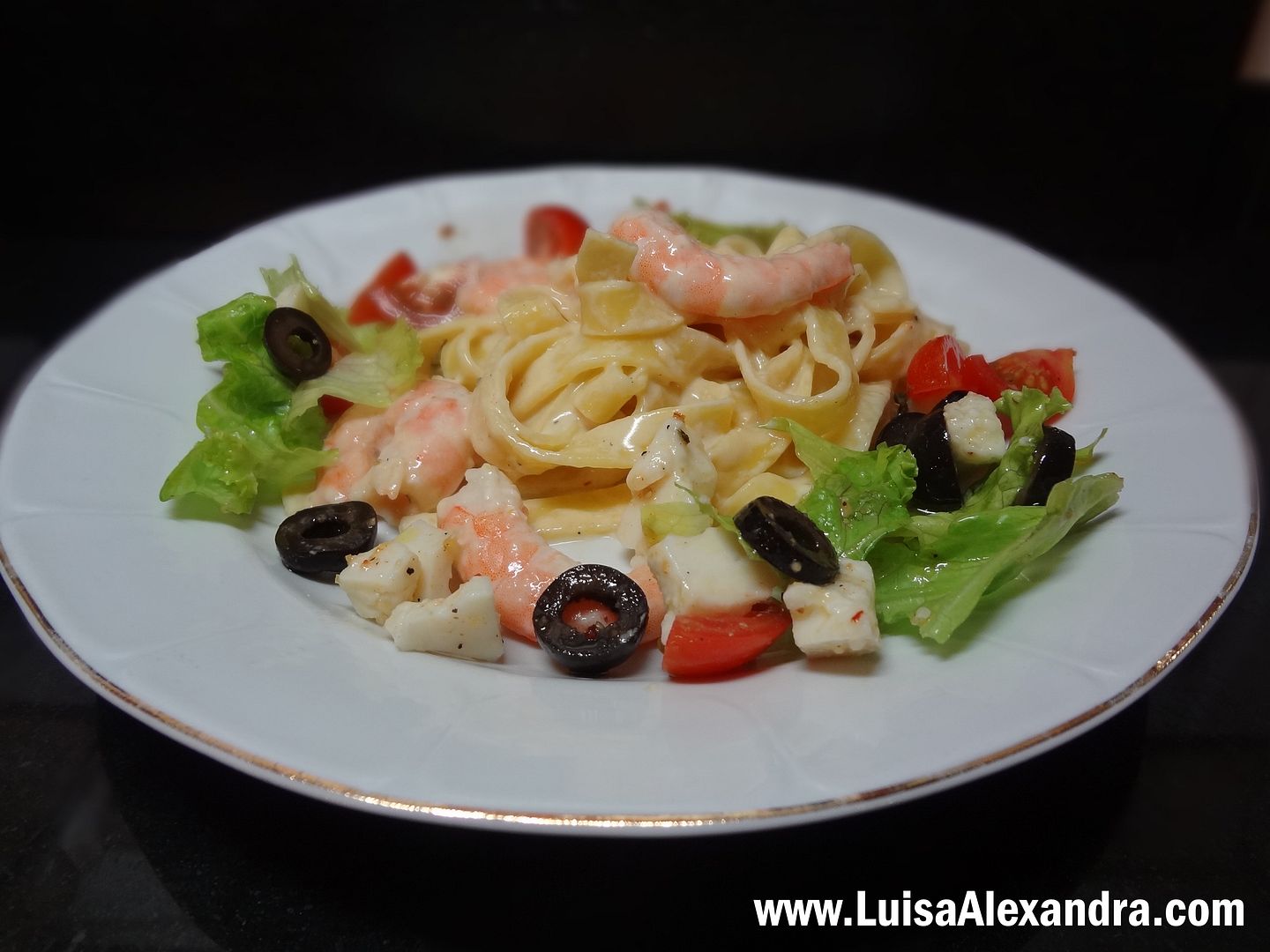 Tagliatelle com Molho de Nata e Queijo Amanteigado e Camar photo DSC05518.jpg