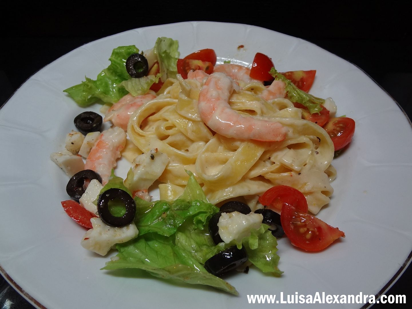 Tagliatelle com Molho de Nata e Queijo Amanteigado e Camar photo DSC05521.jpg