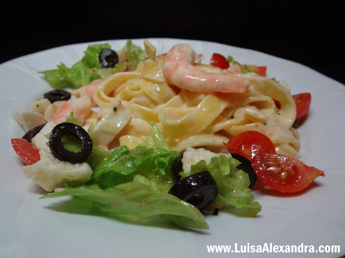 Tagliatelle com Molho de Nata e Queijo Amanteigado e Camar photo DSC05522.jpg