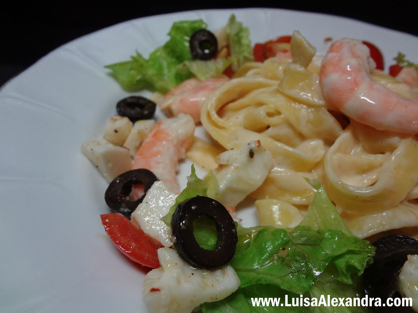 Tagliatelle com Molho de Nata e Queijo Amanteigado e Camar photo DSC05523.jpg