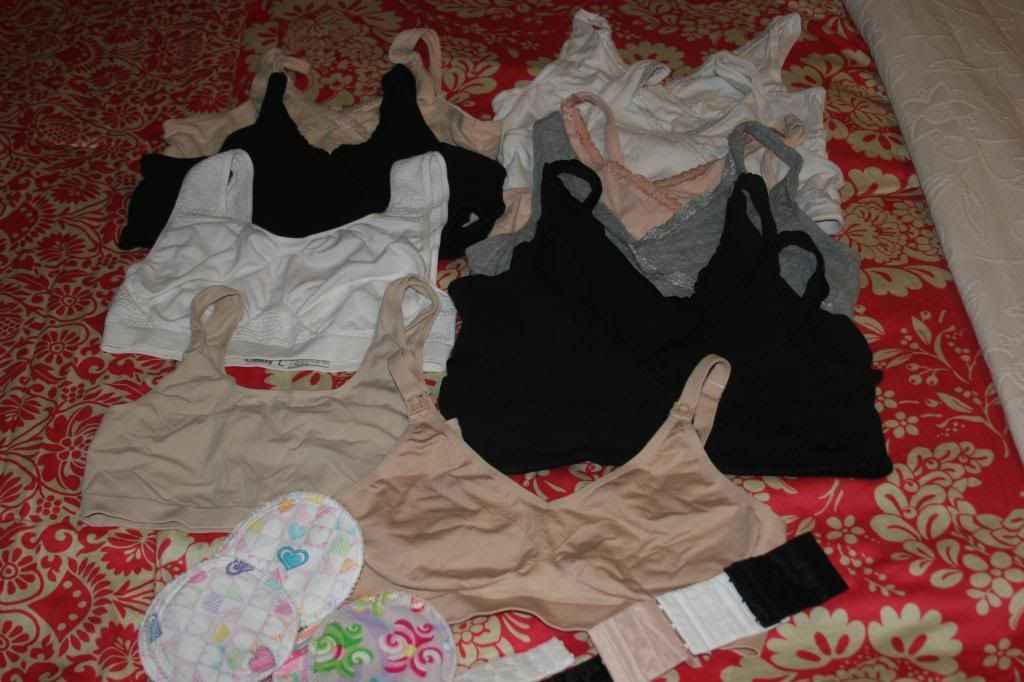 Huge lot of nursing bras breast pads bra extenders PPD Huge lot of nursing bras breast pads bra extenders PPD