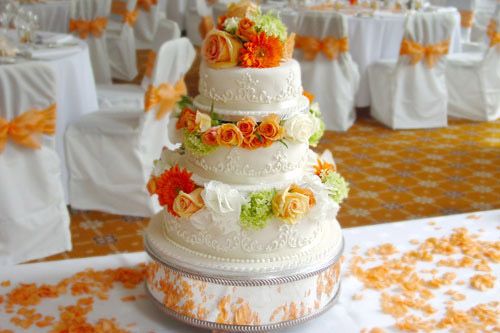 Wedding Cake with Orange Flowers