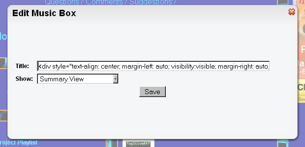 Paste player code in the TITLE box.