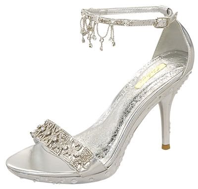 Silver Shoes  Wedding  Heel on Womens Shoes Silver High Heels Wedding Bridal Evening   Ebay