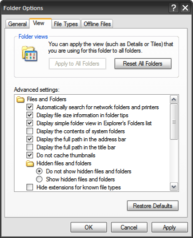 Show hidden files & Folder