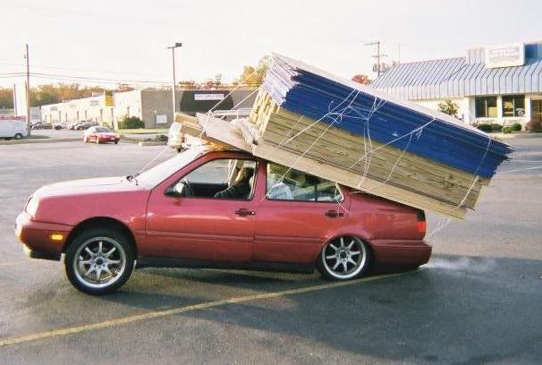 station wagon overload, too much stuff on top