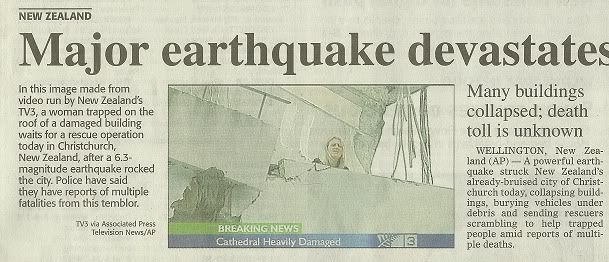 earthquake christchurch today