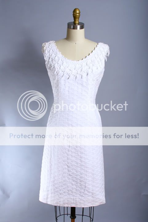 Vintage 60s Fitted White Mad Men Lace Wedding Dress s M