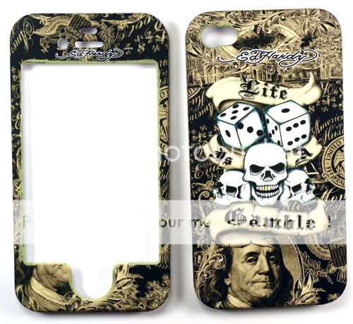 Ed Hardy Life Is A Gamble Apple iPhone 4 Faceplate Case Cover Snap On 