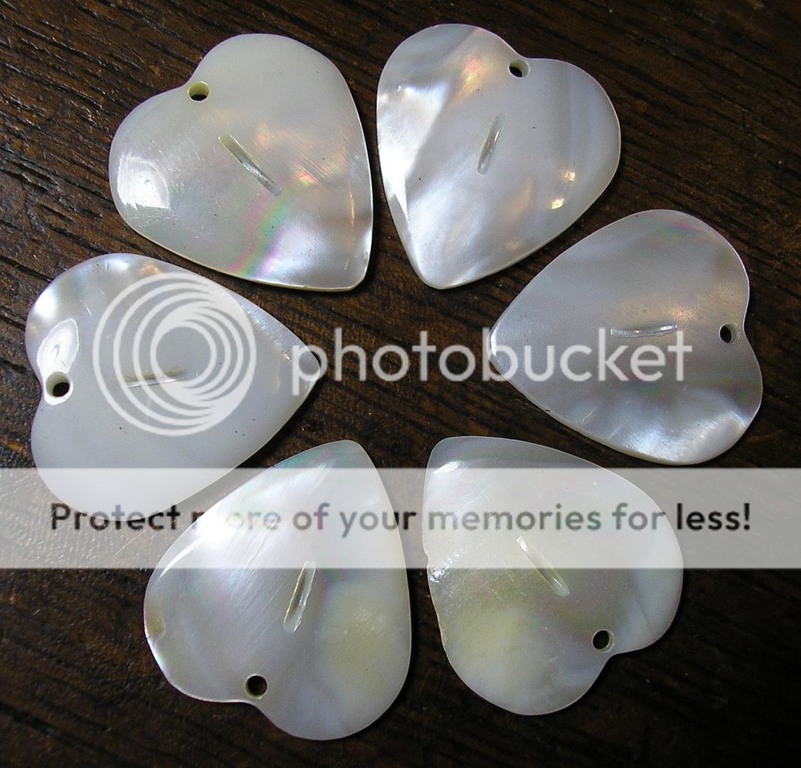 TEN Large MOTHER of PEARL HEARTS, 21 x 23mm old stock  