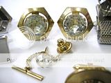 pair Vintage Cufflinks 1 Tack, RHINESTONES & MORE vgc  